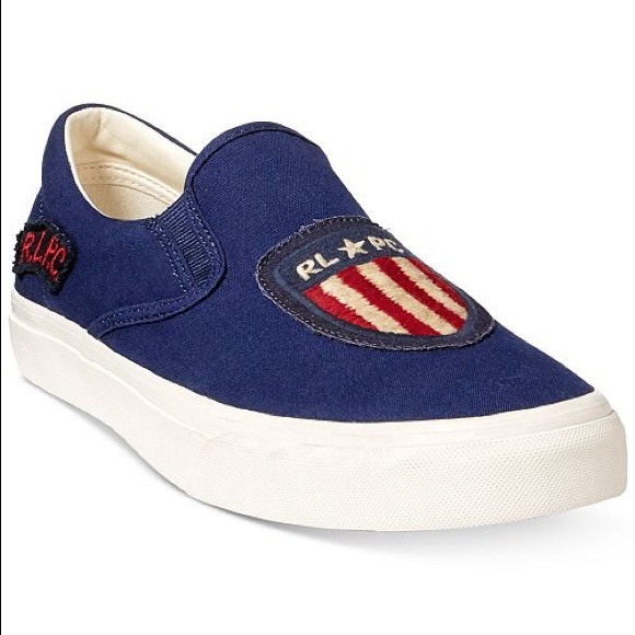 Polo Ralph Lauren Men RLPC Flag Sneakers Sz 10.5D - Picture 3 of 7